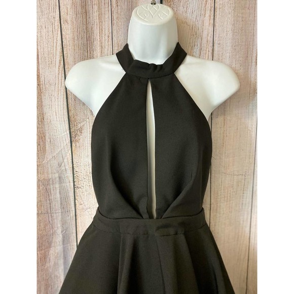 NWT NASTY GAL BLACK FIT AND FLARE POLY DRESS M - Picture 2 of 4